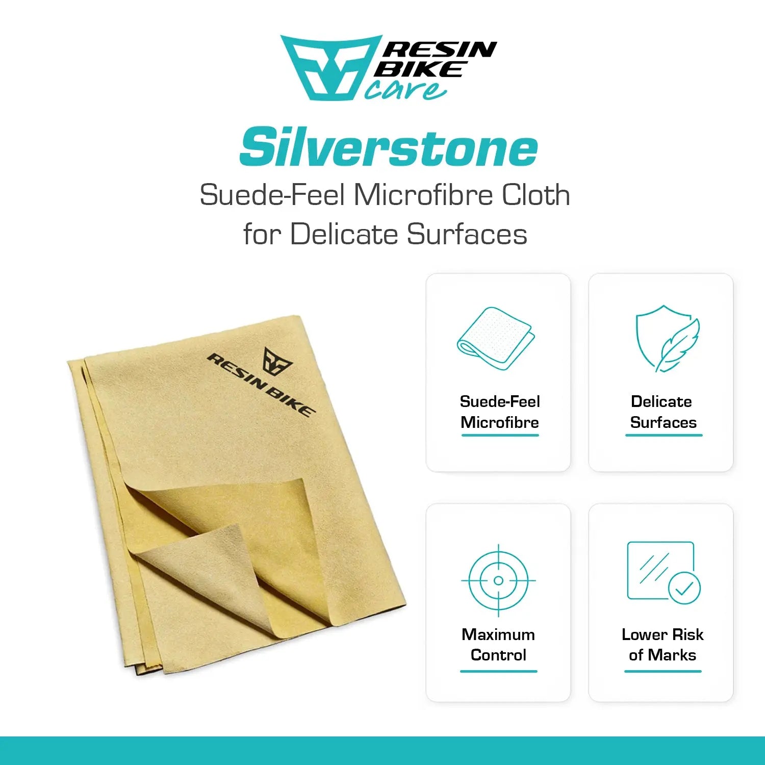 ResinBikeCare Silverstone - Panno Microfibra Scamosciato per Superfici Delicate - Resin Bike Care