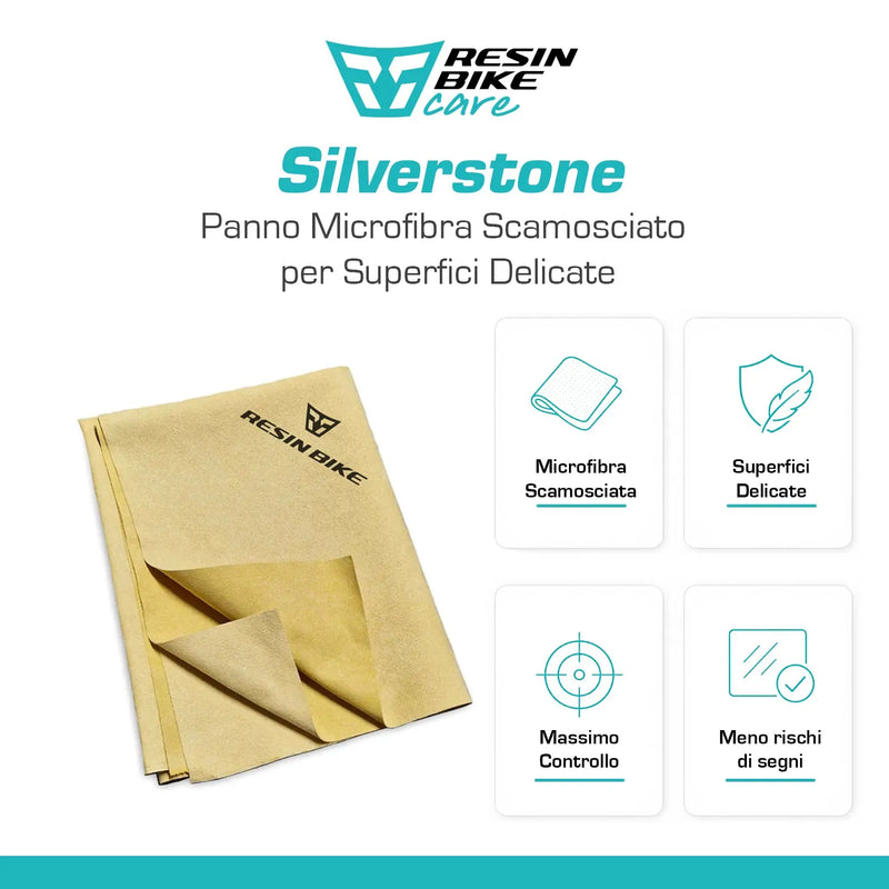 ResinBikeCare Silverstone - Panno Microfibra Scamosciato per Superfici Delicate - Resin Bike Care
